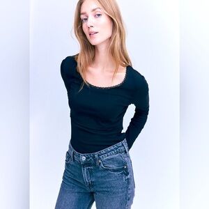 NWT- H&M Mama Lace Trim Black Nursing Top